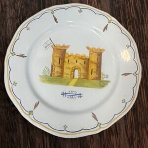 Henriot Quimper hand painted French plate 18th‎ century hot air balloon